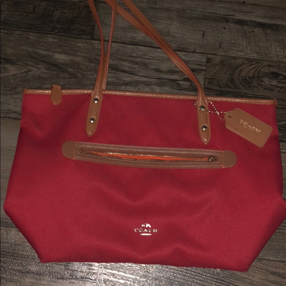 Red Full Size Coach Purse